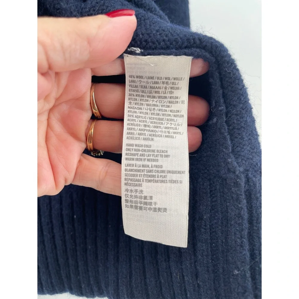 Abercrombie & Fitch Mens Navy Blue Wool Blend Varsity Cardigan Sweater Large